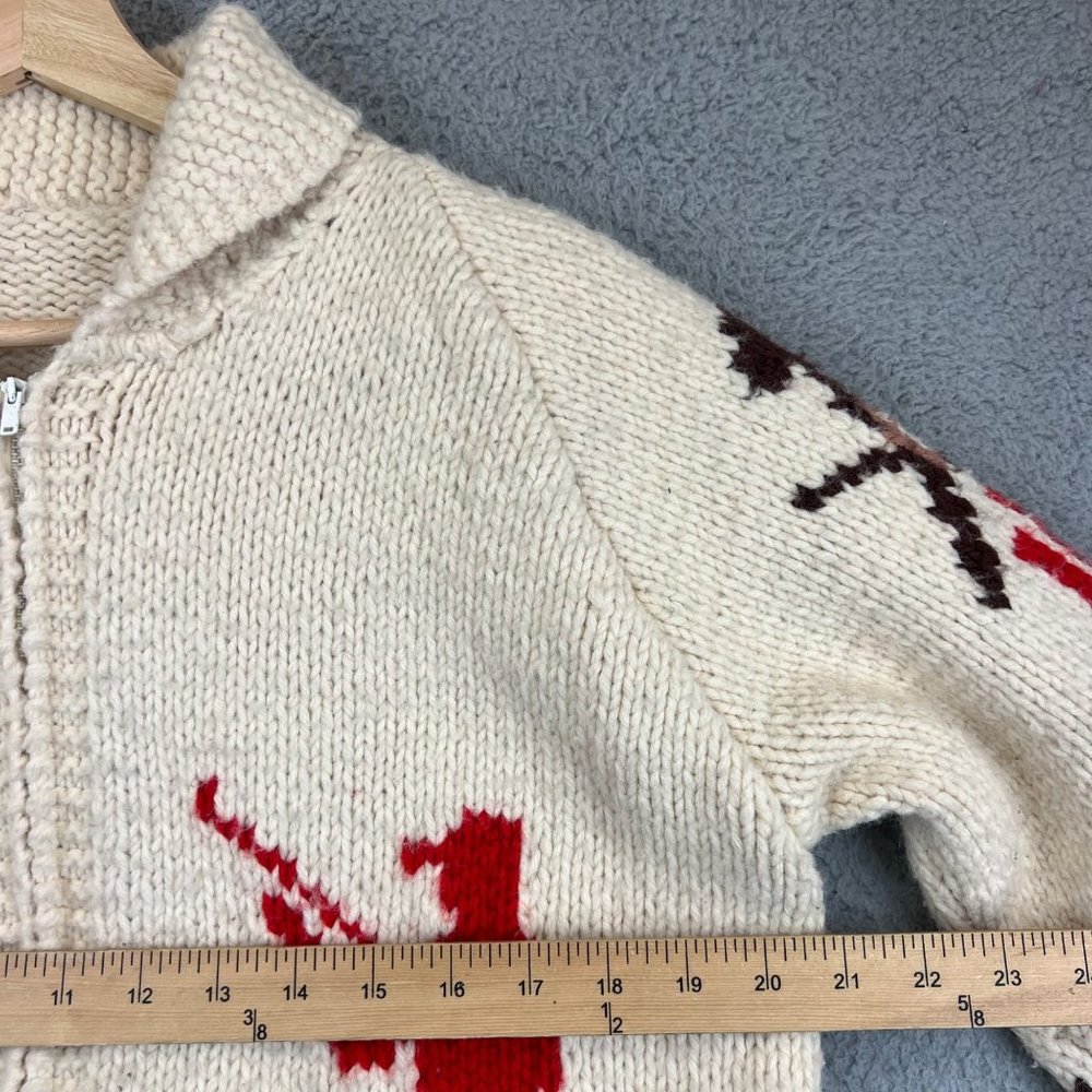 Cowichan Pheasant Duck Hunt Vtg HAND KNIT Shawl Collar Sweater Cardigan Small - Picture 4 of 4